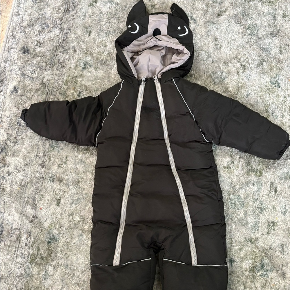 Black Hooded Toddler Snowsuit